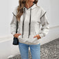 Hooded Sweater for Women Autumn Winter Mid Length Faux Two Pieces Coat Top Loose