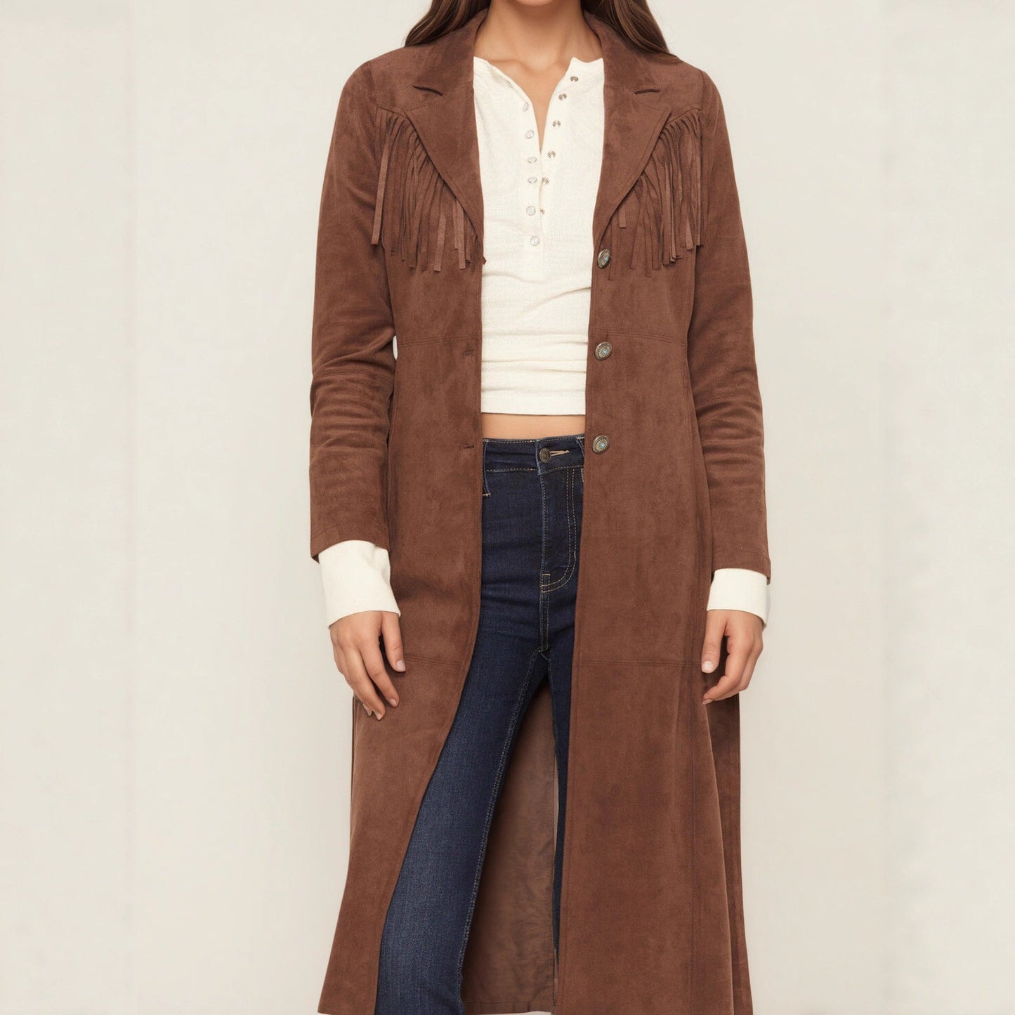 Autumn Winter Clothing Faux Fur Coat Collar Long Tassel Design Long Sleeve Easy Matching Coat