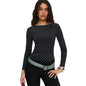 Autumn Winter Wild Inner Black White Polka Dot Top Women Bare Back Long Sleeved Fitted T shirt Retro Bandage Dress Base