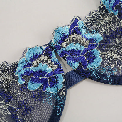 Classic Embroidery Floral Three Color Two Piece Set Sexy Suit