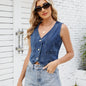 Women Clothing Spring Summer Washing Denim Vest Girls Vest Top