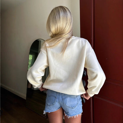 Casual Loose round Neck round Neck Pullover Top Sweet Embroidery Bow Sweater for Women