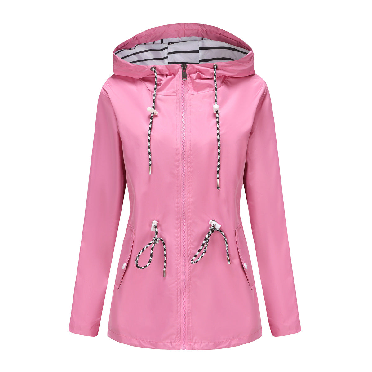Waterproof Hooded Trench Coat - Mid-Length Raincoat for Women