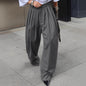 French Office Pleated Gray Work Pant Women Autumn Casual Loose All Matching Wide Leg Trousers