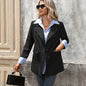 Autumn Casual Office Striped Shirt Stitching Faux Two Piece Blazer for Women