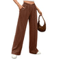 Autumn Winter Solid Color Elastic Waist Loose Straight Casual Trousers for Women