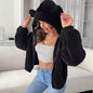 Popular Solid Color Double-Sided Plush Zipper Cardigan Decoration Ears Casual Autumn Winter Plush Coat
