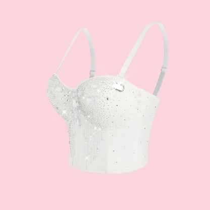 Women Wear Tube Top Rhinestone Chain Handmade Small Vest Sling Basic Design