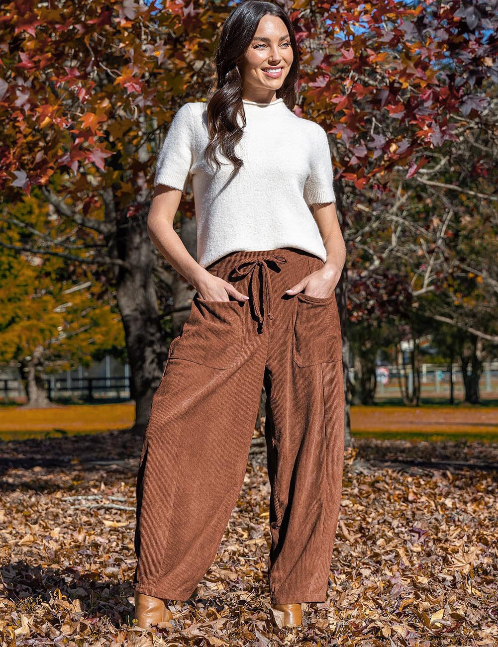 Autumn Winter Corduroy Casual Slimming Harem Pants Wide Leg Pants Women Clothing