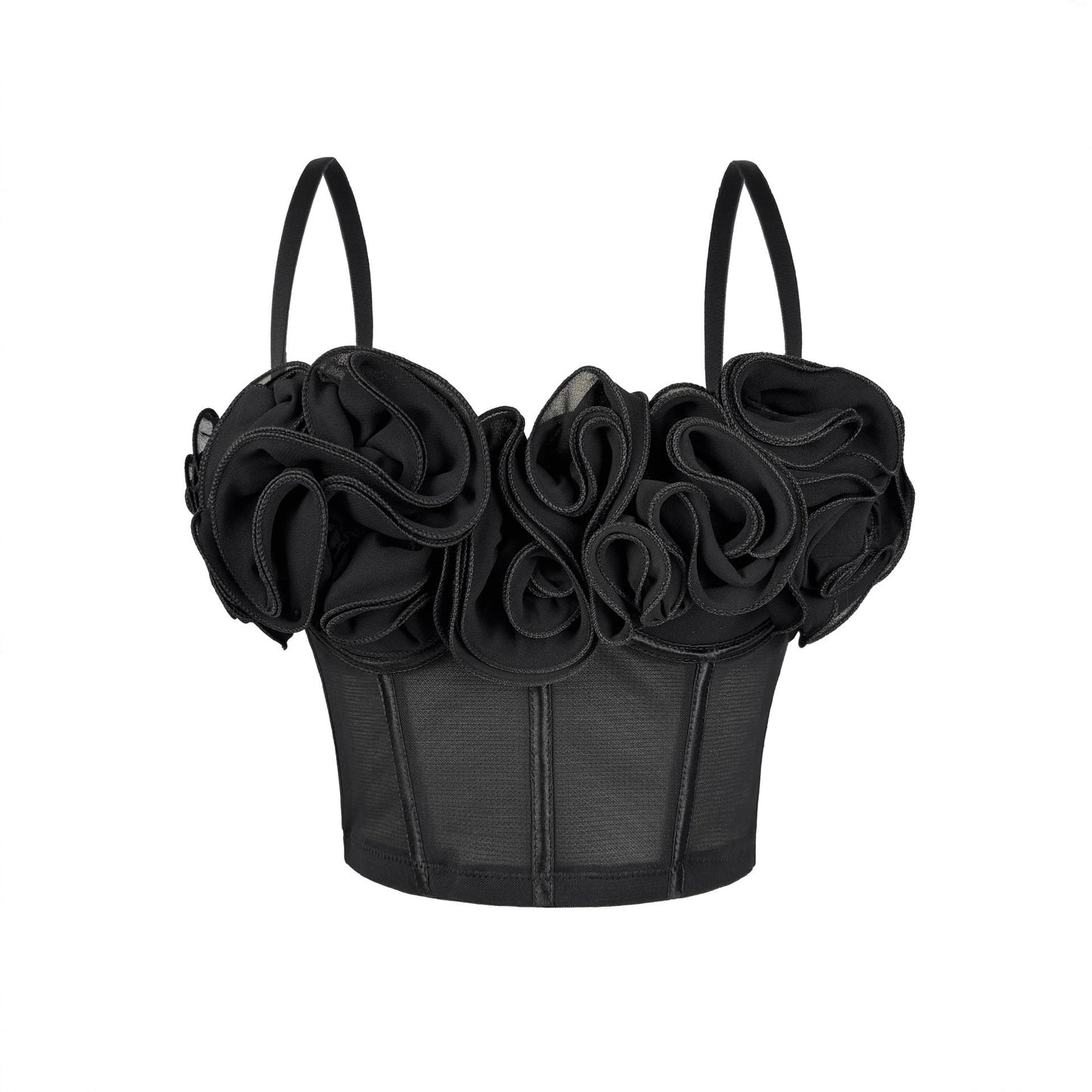 Three Dimensional Floral Boning Corset Bra Pure Want Tube Top Vest Mesh Breathable Inner Wear Boning Corset Top Sexy Sling