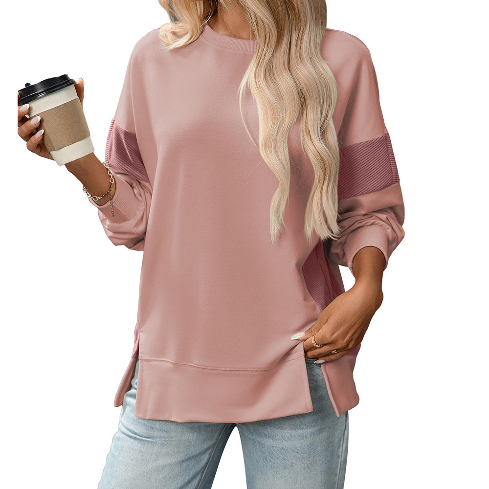 Women round Neck Multicolor round Neck All Matching Casual Loose Sweatshirt