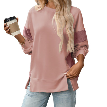 Women round Neck Multicolor round Neck All Matching Casual Loose Sweatshirt