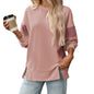 Women round Neck Multicolor round Neck All Matching Casual Loose Sweatshirt