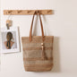 Tassel Shoulder Straw Bag Striped Hollow Out Cutout Straw Bag Woven Bag Vacation Beach Bag