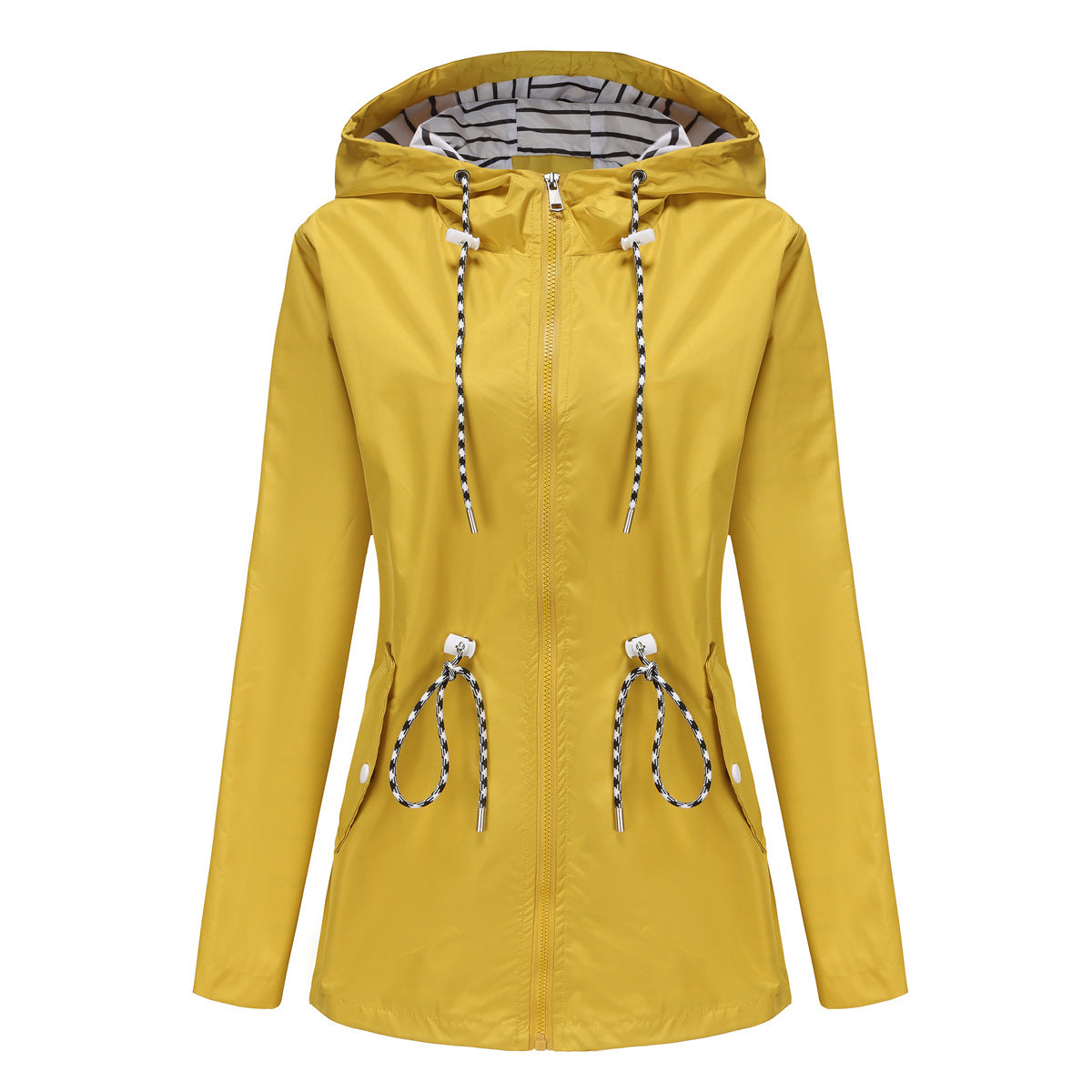 Waterproof Hooded Trench Coat - Mid-Length Raincoat for Women
