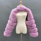Coat Women Autumn Winter Ultra Short Long Sleeve Splicing Coat Plus Size