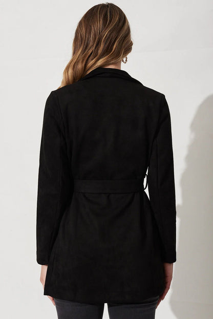 Women Clothing Autumn Winter Solid Color Large Collared Suede Long Sleeve Coat Outerwear