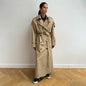 Extended Trench Coat Autumn Winter Pure Cotton Retro Baggy Coat Lace up Waist Trimming Trench Coat Women