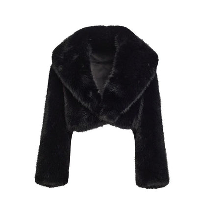Faux Fur Short Coat Fashionable All Match Fur Coat Women Long Sleeve