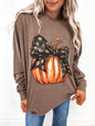 Ladies Summer Halloween Pumpkin Leopard Bow Printed Sweatshirts
