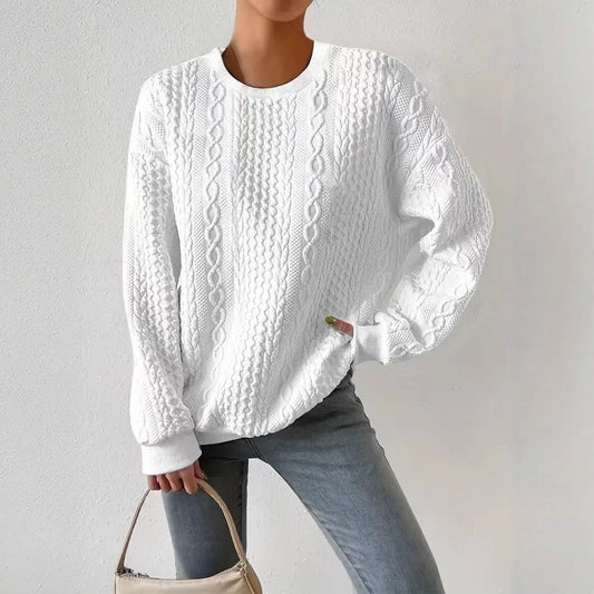 Spring Autumn Trends Loose round Neck Long Sleeve Women Idle Oversize Top Women