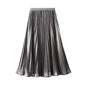 Thin Glittering Pearlescent Pleated Puffy Skirt for Women Autumn Elegant Drape Organ Pleated