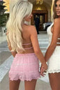Women's Spring And Summer Backless Pleated Stripe Fabric Personalized