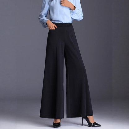 Bell Bottom Pants Women Spring Autumn Black High Waist Loose Culotte Slimming Trousers Wide Leg Pants