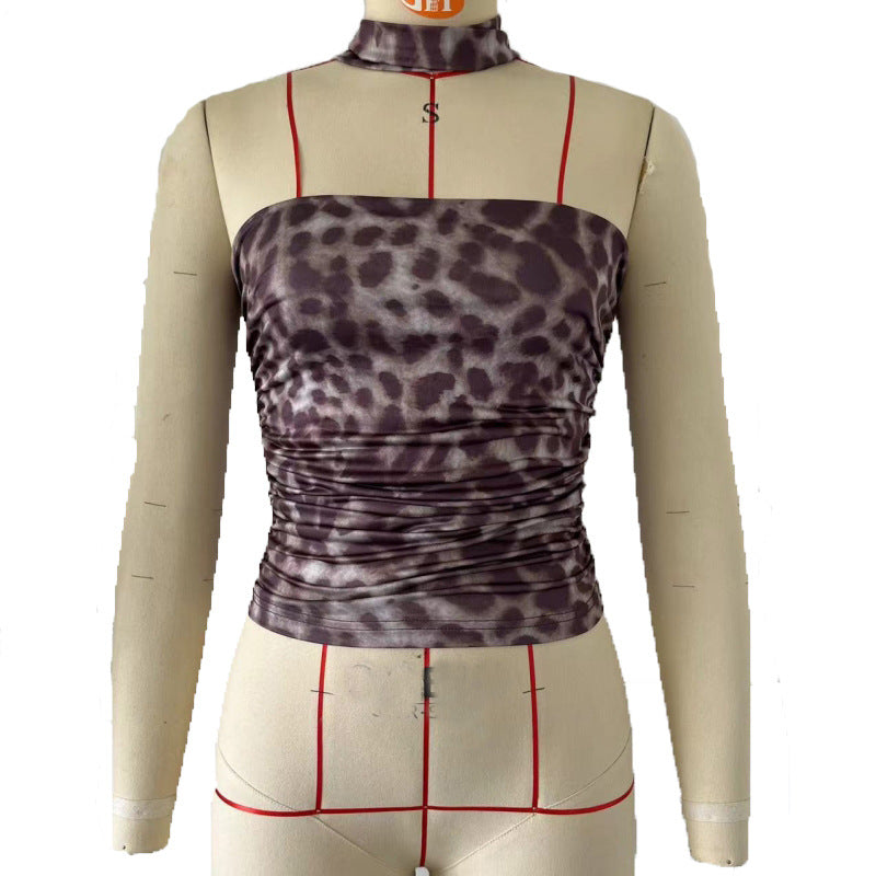 Women Leopard Print Sexy off Shoulder Bandeau Slim Fit Slimming Vest Women