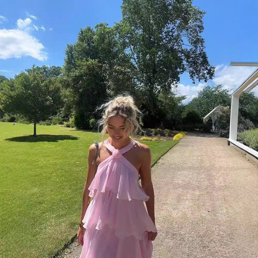 Arrival Dress Tiered Dress Sexy Pink Strap Backless Sexy Dress