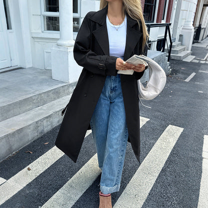 Vacation Solid Color Long Sleeved Overcoat Coat Women Clothing Autumn Winter