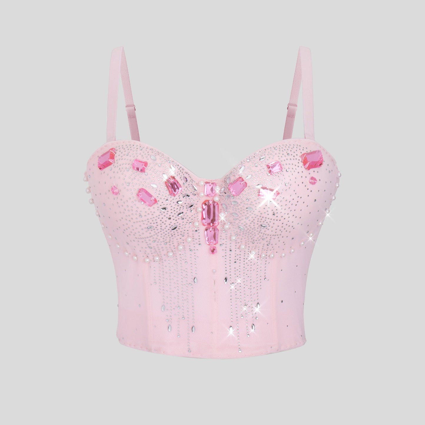 Women Wear Tube Top Rhinestone Chain Handmade Small Vest Sling Basic Design