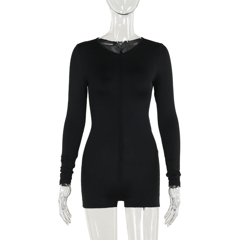 Women Clothing Summer Sexy V neck Tight Zipper Romper for Women