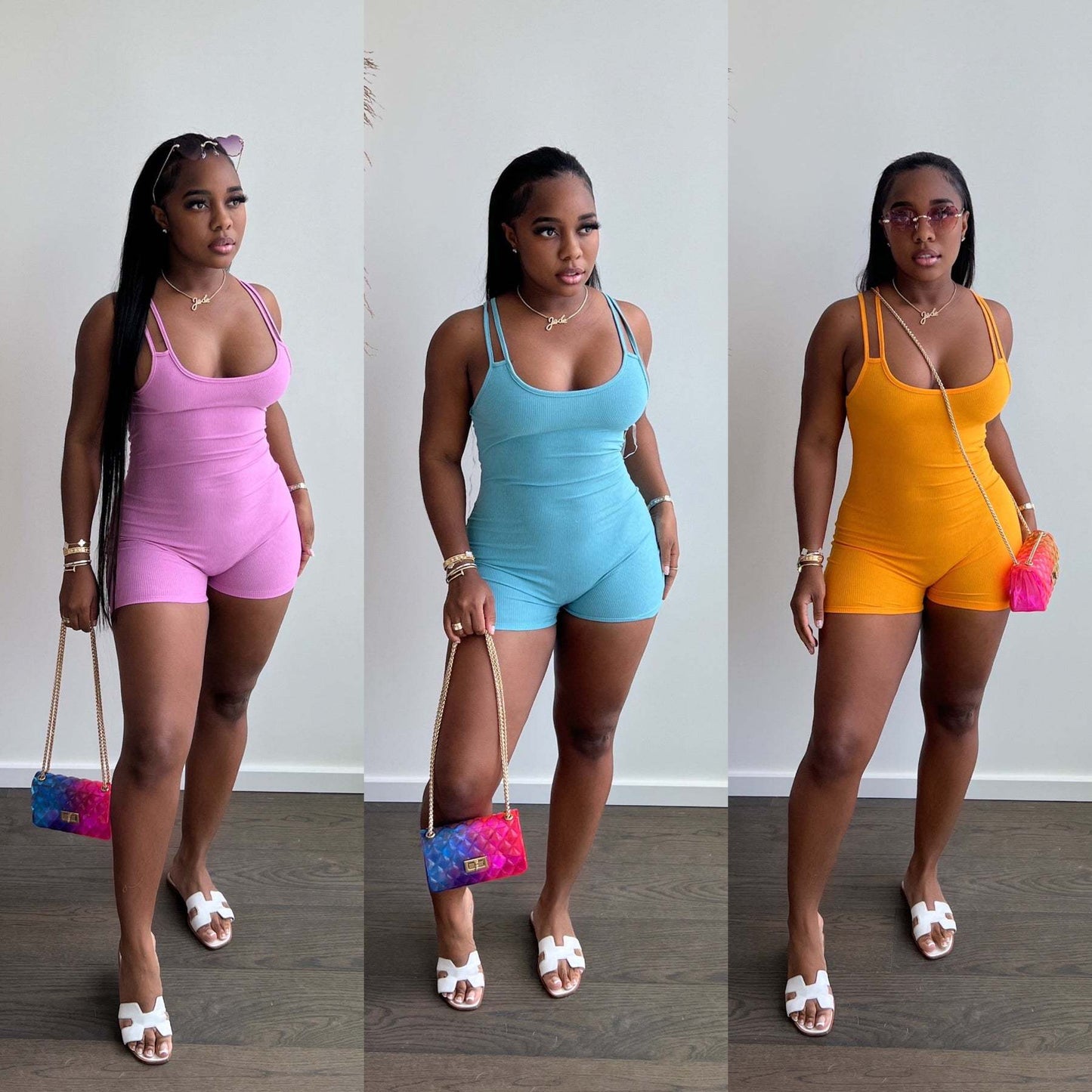 Women Shoulder Strap Sports Romper Tight Vest Summer Romper