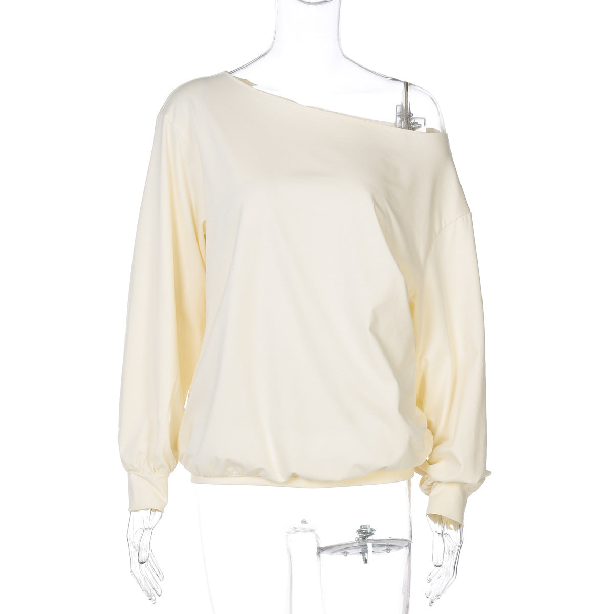 Women lothing Autumn Casual Loose Fitting Cropped Long Sleeve Solid Color Top