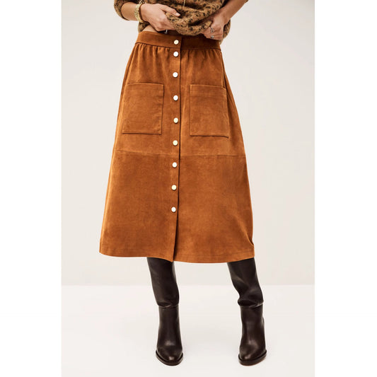Women Vintage Corduroy Single Breasted High Waist Fall Winter Classic Skirt