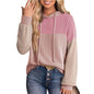 Autumn Winter Twist Strip Color Matching Long Sleeve Hoodie Loose Sweater