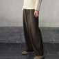 Thick Straight-Leg Pants Loose Wool Wide Leg Pants Women Autumn Winter Elastic Waistband Slimming Draped Pants Warm Casual Pants