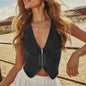 Personalized Sexy Women Sleeveless V neck Top Denim Vest