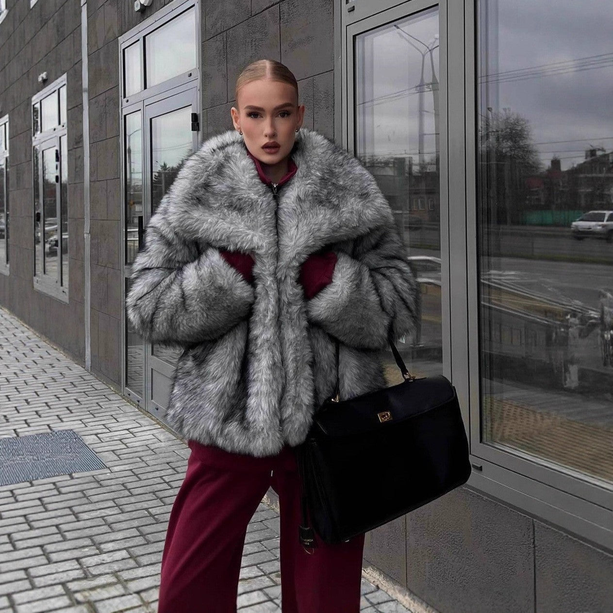 Autumn Winter Fox Fur Jacket Women Large Collared Internet Celebrity Faux Fur Coat Silver Fox Color Environmental Fur