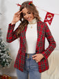 Top Autumn Winter Christmas Red Plaid Blazers