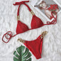Bikini Golden Diamond Chain Split Swimsuit Sexy Special Fabric Women Swimwear textured