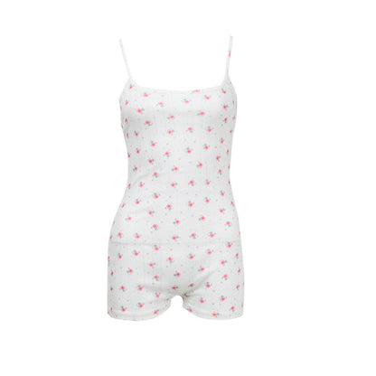 Women Clothing Sexy Suspender Jumpsuit Backless Lace Up Sexy Floral Print Romper Women