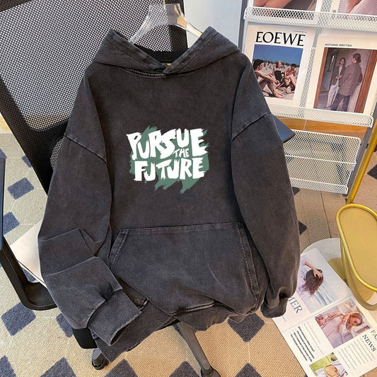 Internet Celebrity Dark Thickened Composite Sweater Women Niche round Neck All Matching Washed Worn Loose Top