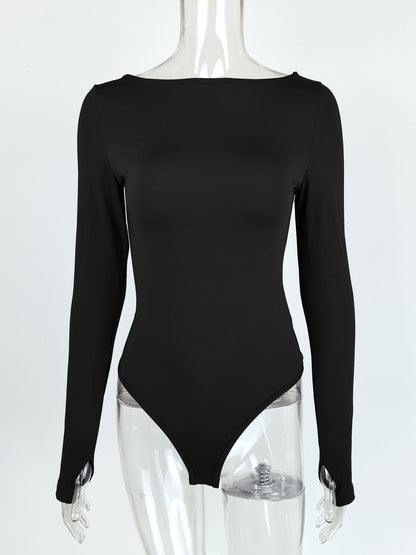 Women Autumn Winter off Neck Tight Jumpsuit