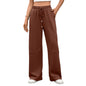 Autumn Winter Solid Color Elastic Waist Drawstring Pocket Wide Leg Pants Trousers for Women