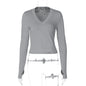 Women Wear Autumn Slim Fit V neck Slimming Slim Fit Inner Wear Waist Controlled Long Sleeves Top