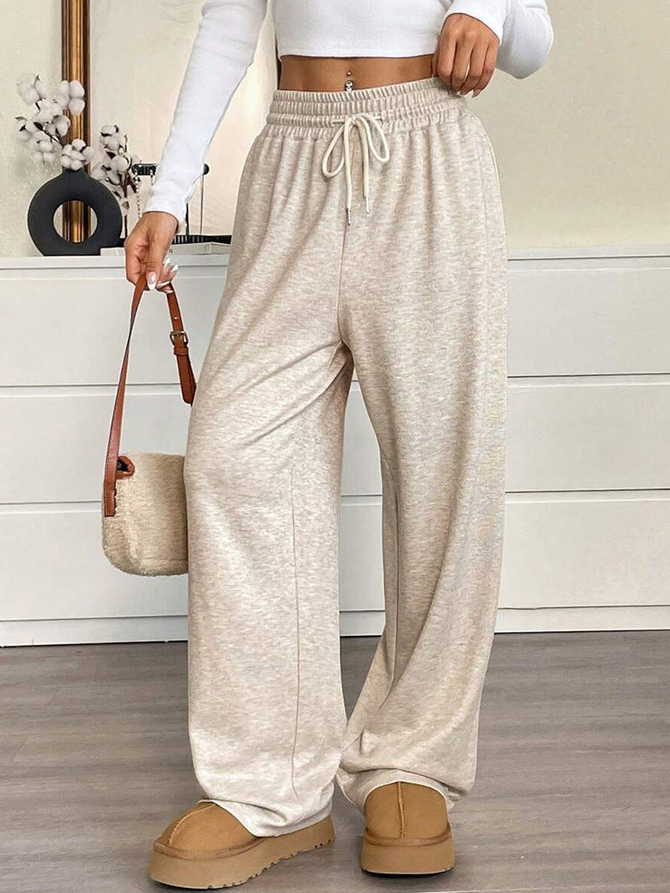 Autumn Winter Solid Color Women Clothes Casual Pants Loose Slimming Wide Leg Pants Office Trousers