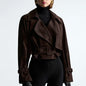 Personalized Street Coat Women Autumn Trendy Collared Retro Slim Short Coat