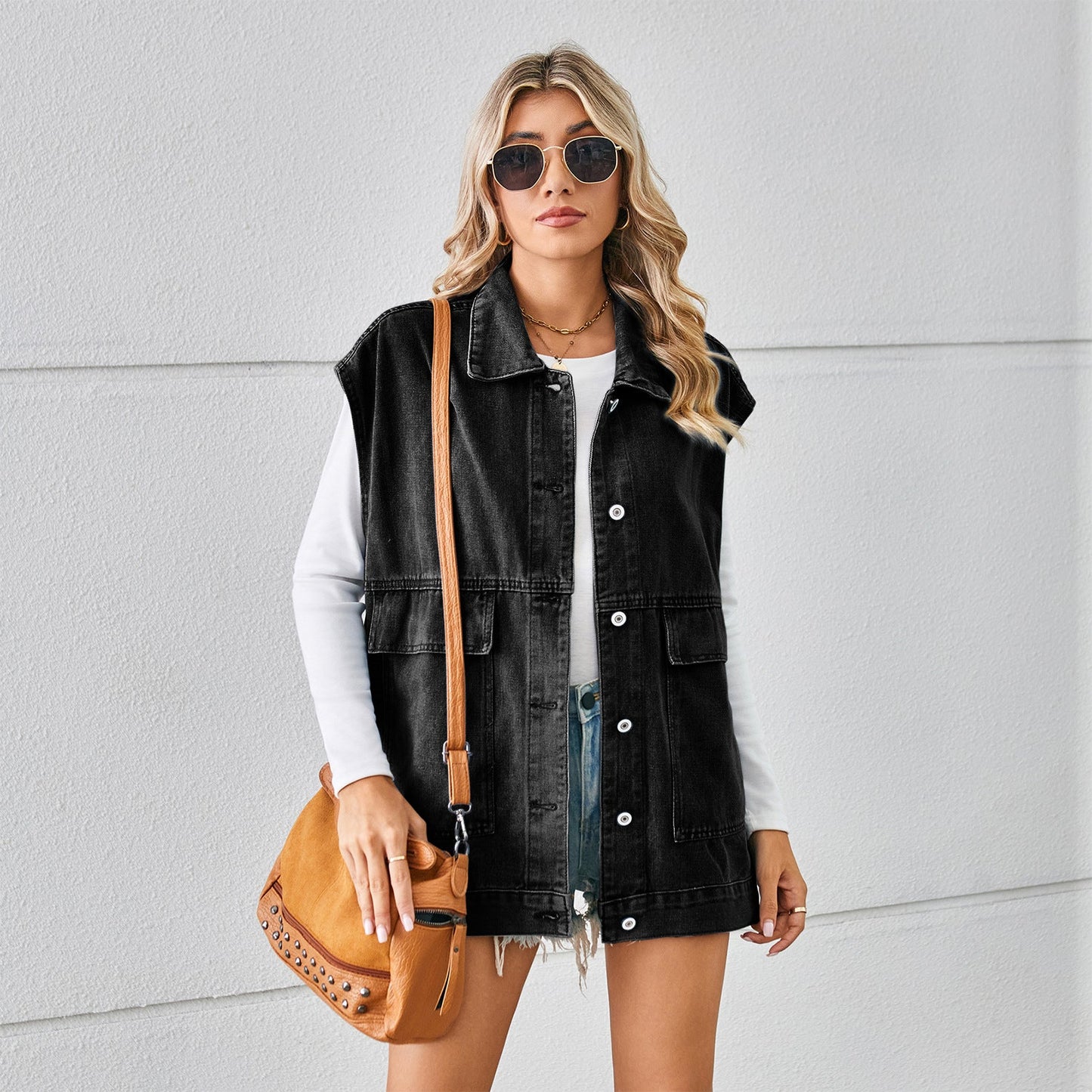 Summer Denim Waistcoat Vest Denim Sleeveless Vest Women